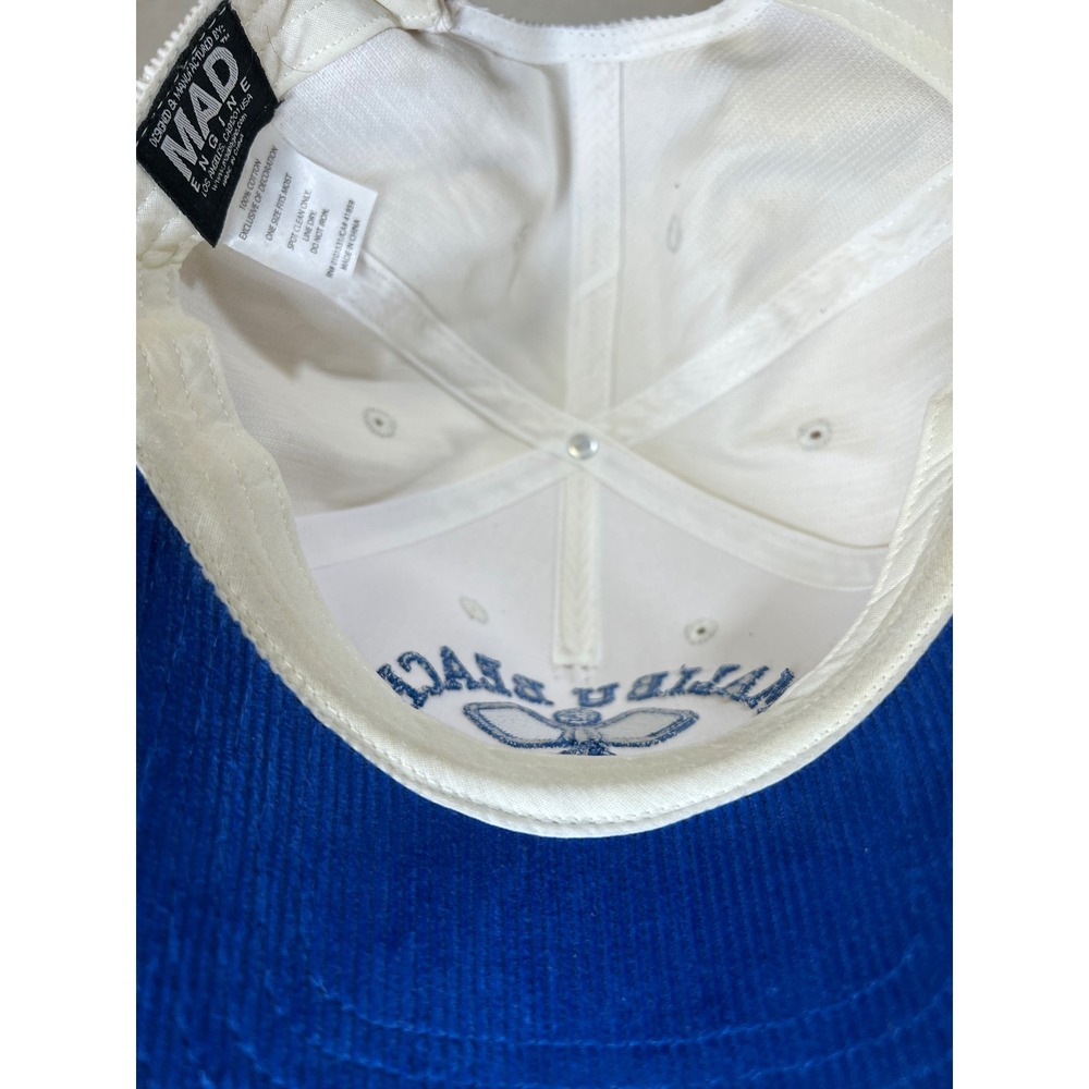 Mad Engine Malibu Beach Pickle Ball Corduroy Snapback Hat Blue White Cap - Picture 3 of 5
